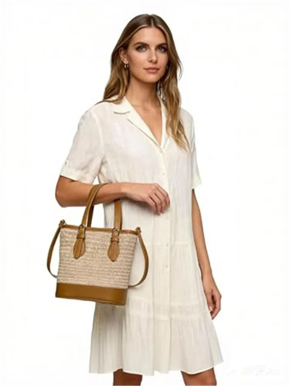 Women’s Straw Bucket Bag Straw Crossbody Bag